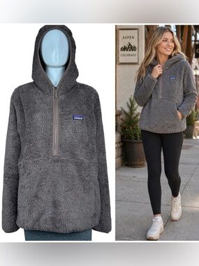 Patagonia Womens Los Gatos Hooded Fleece Pullover Size L 25245 Gorpcore Sherpa
